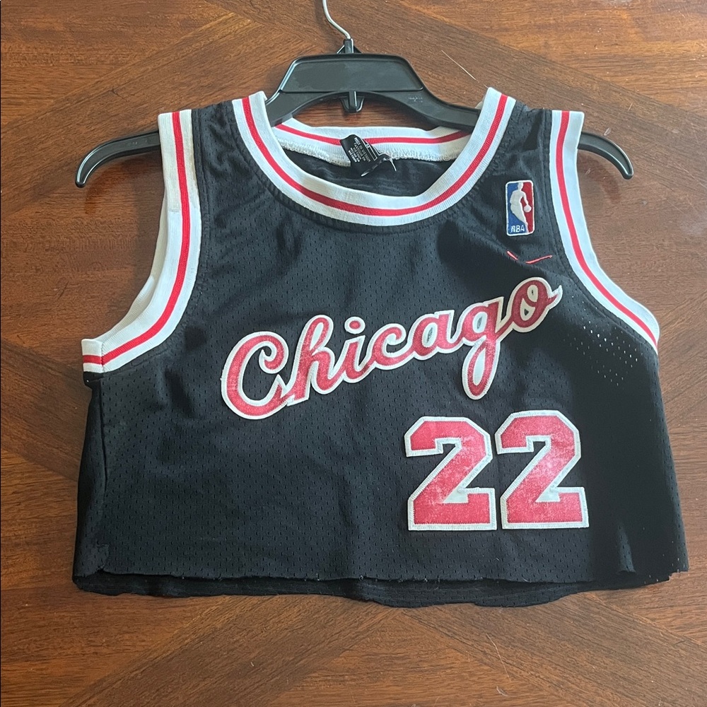 Cropped Black Chicago Basketball Jersey Tank Top